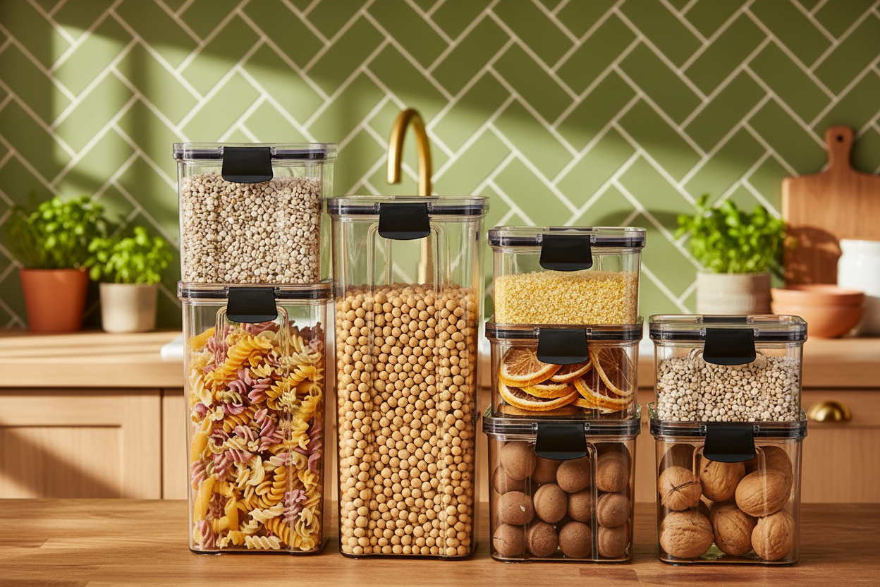 Minimalist Airtight Pantry Storage Jars – Moisture-Proof & Stackable