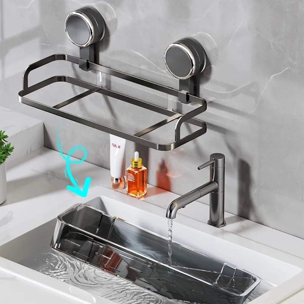 Suction cup bathroom rack non-punching toilet wall-mounted removable storage rack washstand wall hanger