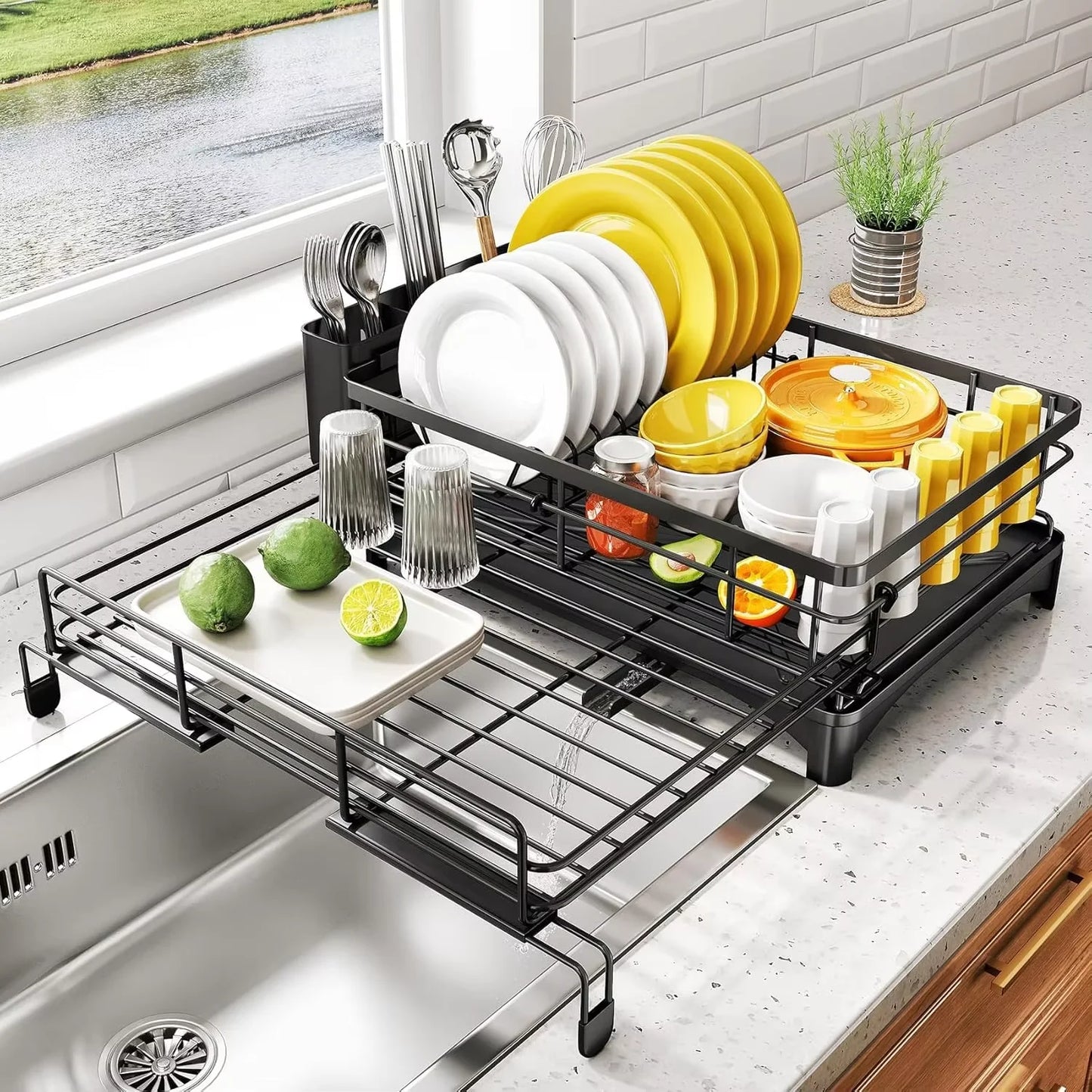 Dish Drying Rack with Drainboard