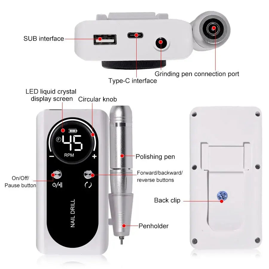 45,000RPM Electric Nail Drill