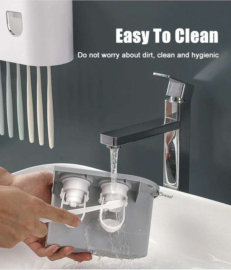 Toothbrush Storage Rack Magnetic Adsorption Inverted Toothbrush Rack Wall-Mounted Automatic Squeeze Toothpaste Storage Rack