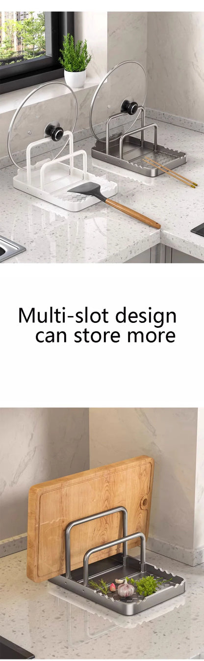 4-in-1 Kitchen Counter Organiser for Lids, Cutting Boards and Utensils