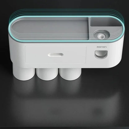 Toothbrush Storage Rack Magnetic Adsorption Inverted Toothbrush Rack Wall-Mounted Automatic Squeeze Toothpaste Storage Rack