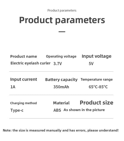 1PC New electric eyelash curler with USB charging electric eyelash curler, anti scalding and curling device, eyelash beauty tool